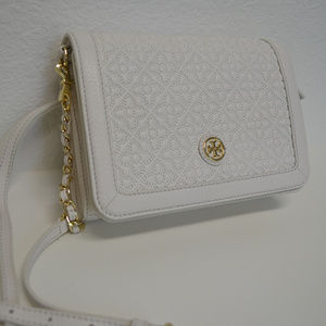 Tory Burch Leather crossbody Off White Flap Closur